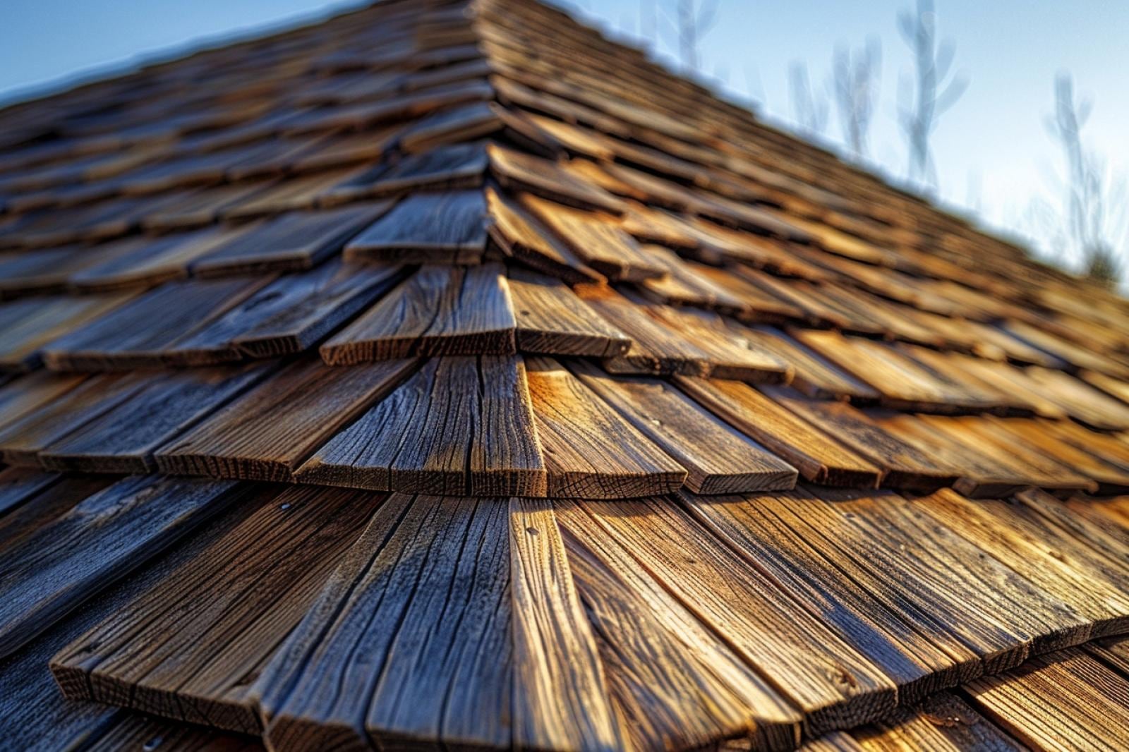 Toiture de maison à charpente en bois recouverte d’une couverture avec éléments de finition et gouttière