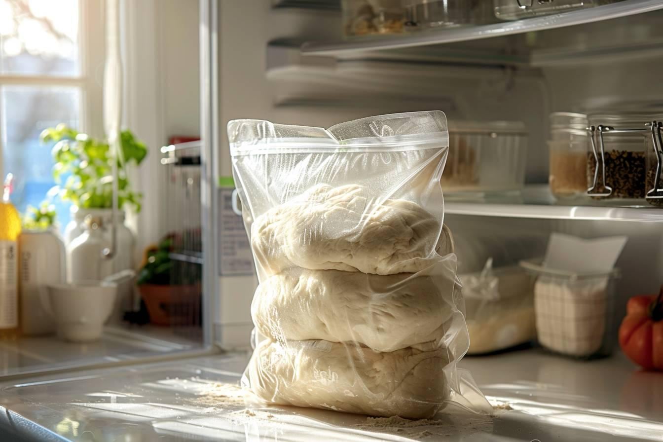Pâtons de pâte à pizza maison emballés individuellement et prêts à être placés au congélateur