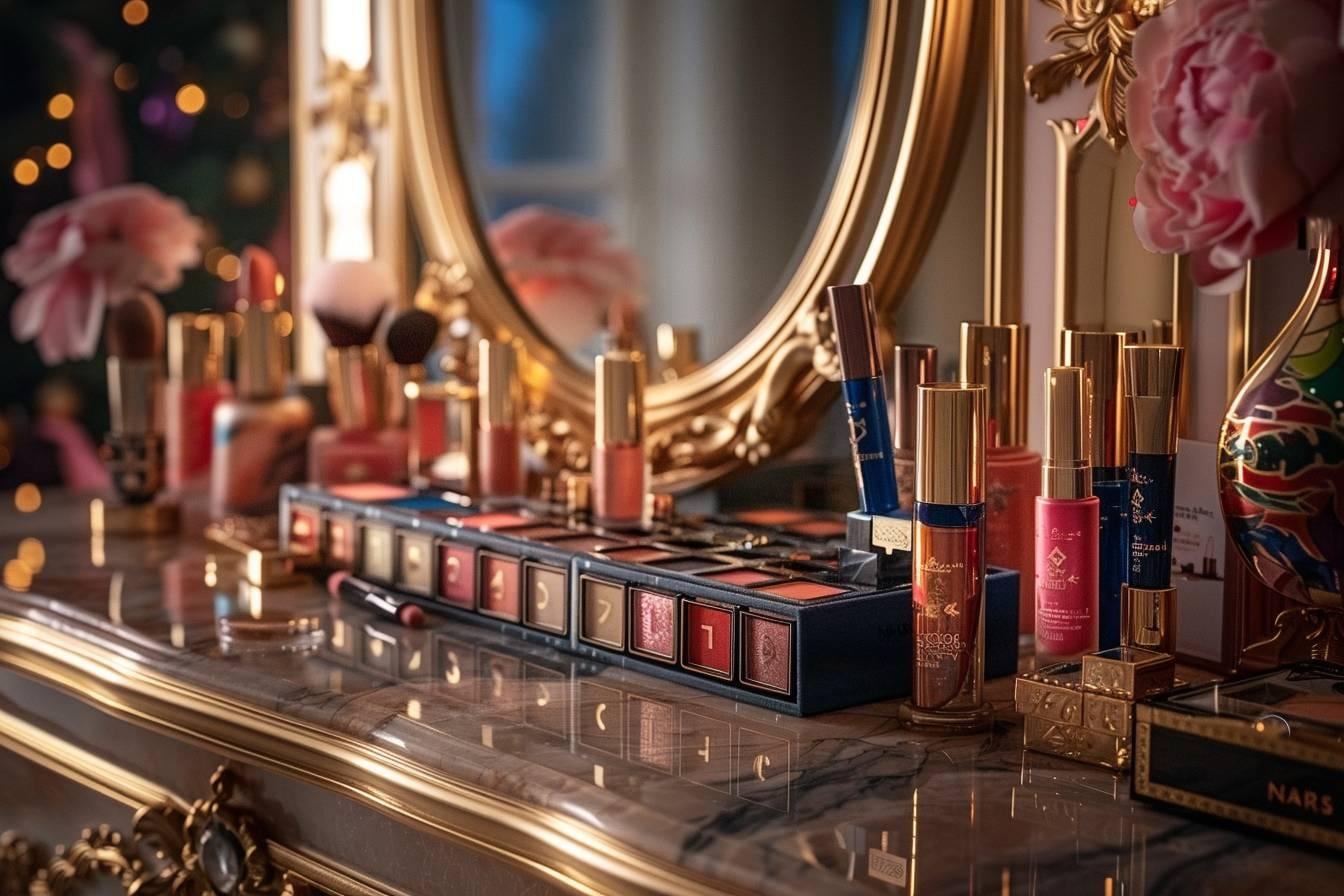 Calendrier de l’avent NARS ouvert avec produits de maquillage pour les fêtes