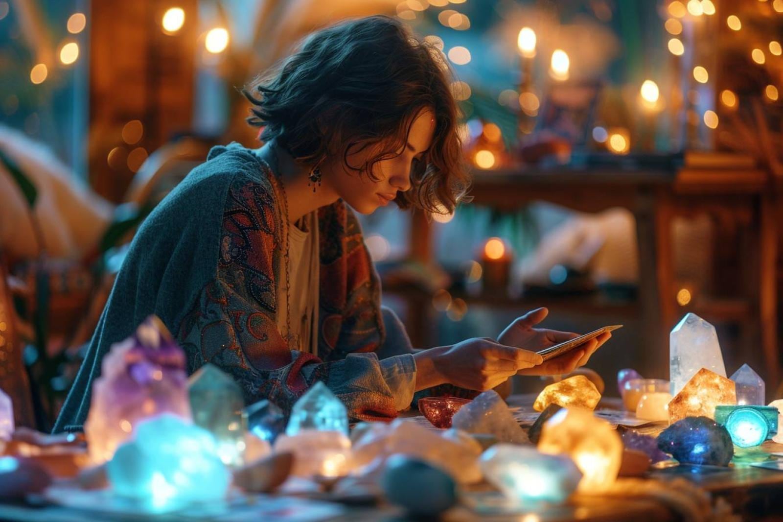 Jeu de tarot posé sur une table lors d’une consultation de voyance à Colombes