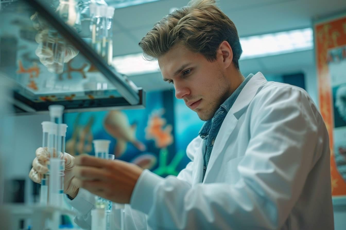 Scientifique en laboratoire analysant des échantillons d’algues et de micro-organismes marins pour développer une solution biotechnologique