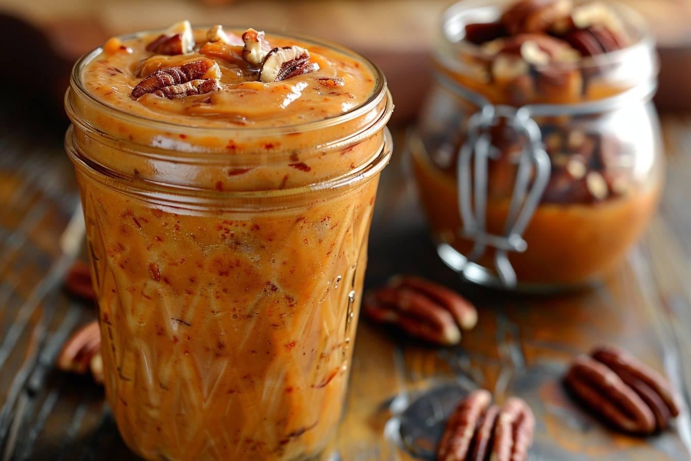 Bol de sauce crémeuse aux noix de pécan torréfiées, parmesan et herbes fraîches, servi avec des pâtes