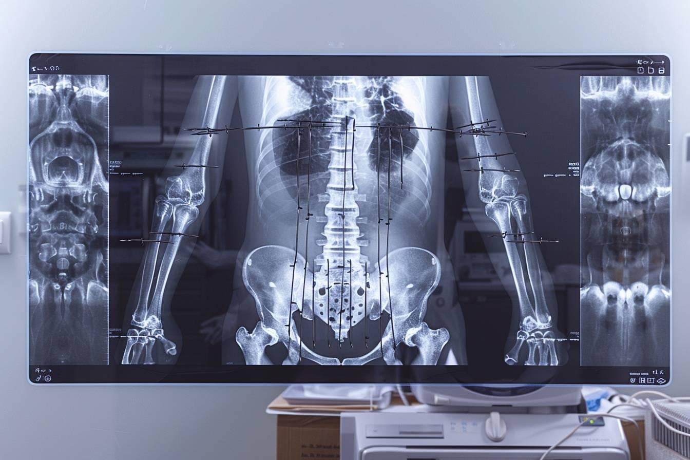 Schéma médical d’un estomac après sleeve gastrique montrant la ligne d’agrafes interne du manchon gastrique
