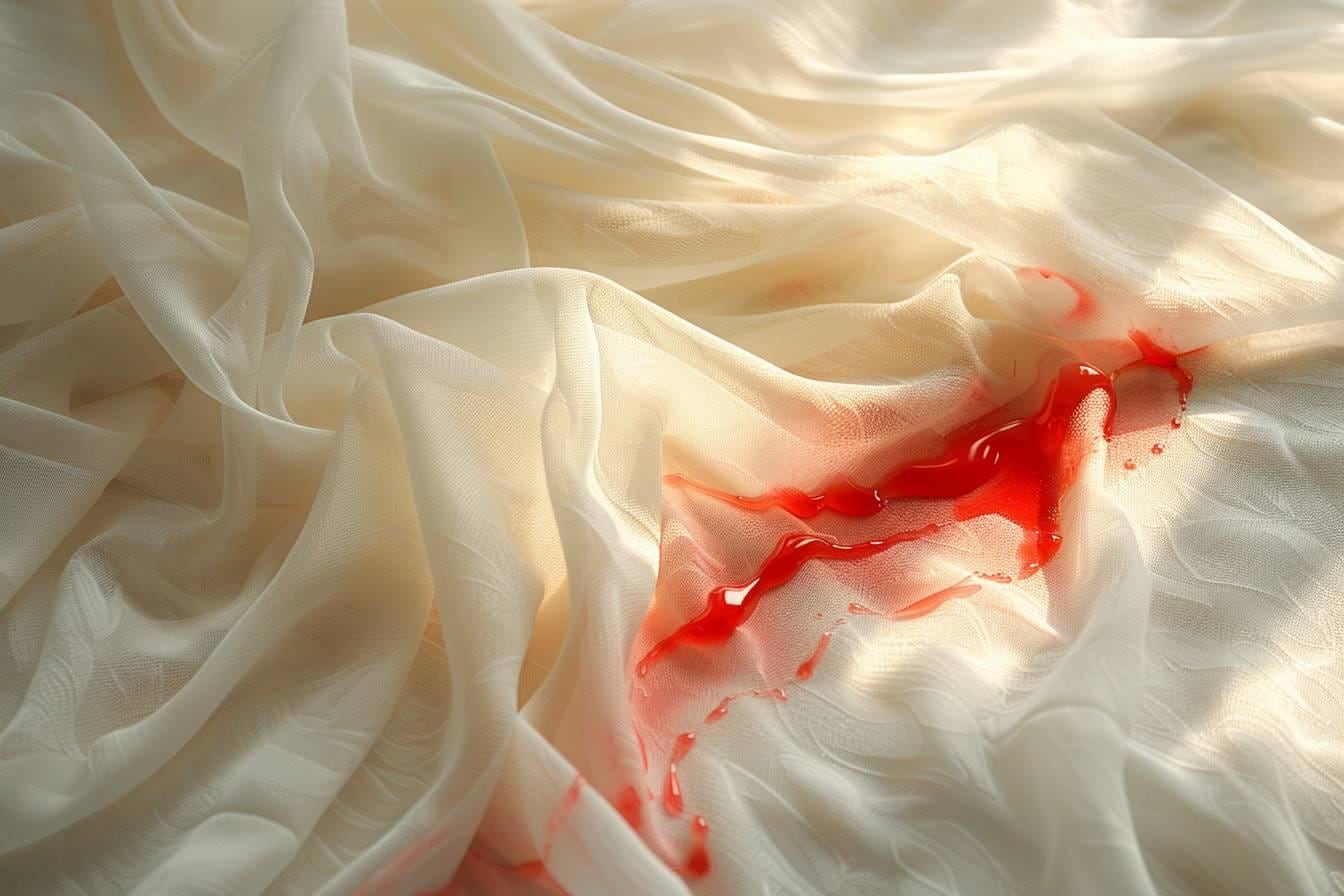 Nappe claire tachée de cire de bougie avec papier absorbant et fer à repasser prêt pour le détachage