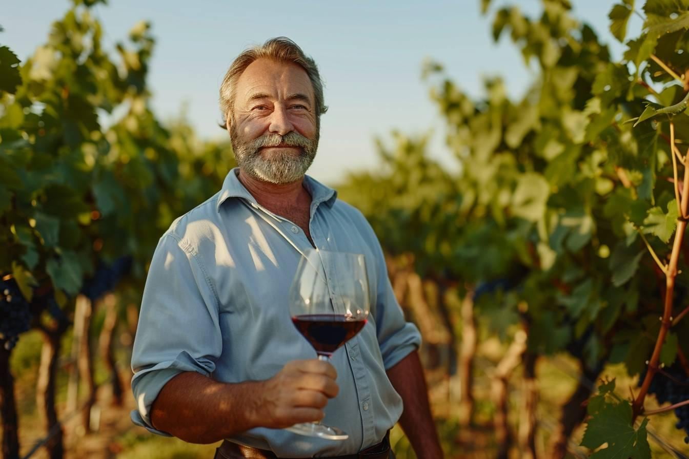 Verres de vin rouge et blanc alignés sur une table de dégustation avec carnet de notes et cartes de vignobles