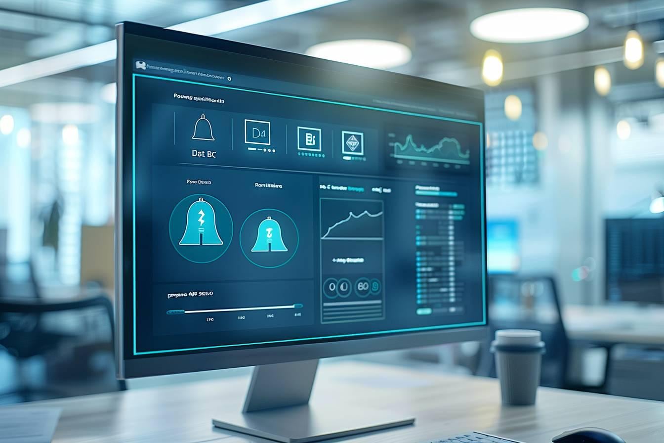 Tableau de bord Power BI affichant des indicateurs KPI et une notification d’alerte de seuil