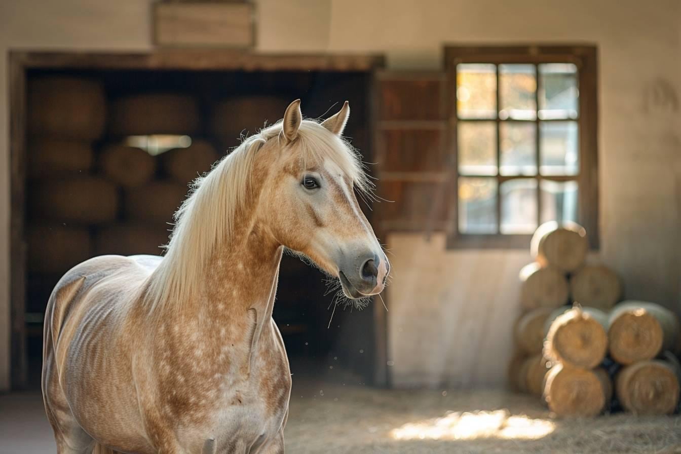 Cheval brun au pansage, avec inspection attentive de la crinière pour prévenir les poux