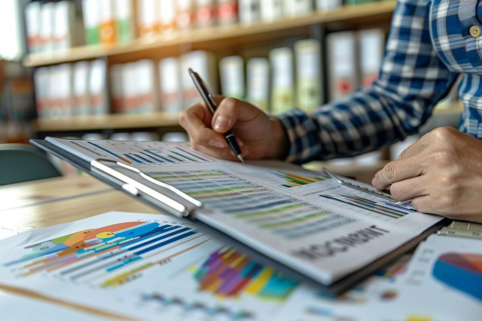 Entrepreneur analysant une carte de zone de chalandise et des données de marché pour implanter une franchise