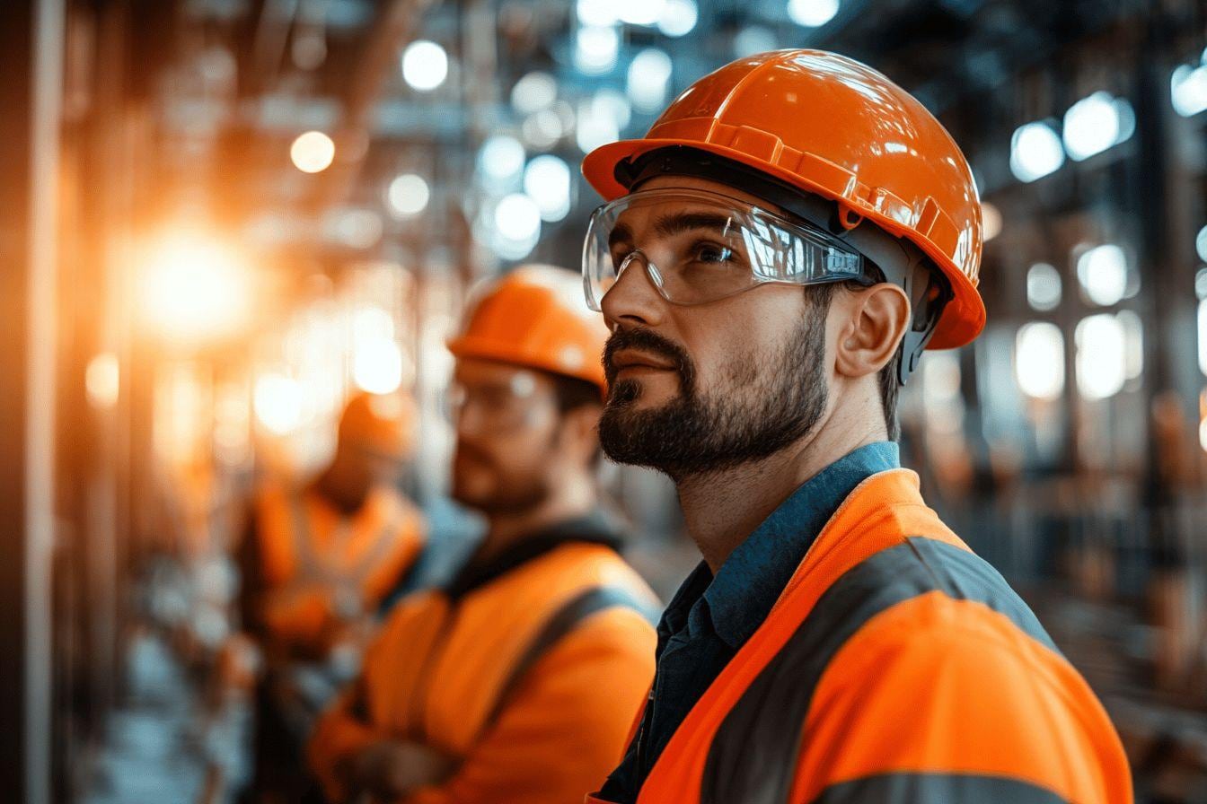Artisan du BTP consultant une attestation de garantie décennale devant un chantier de rénovation