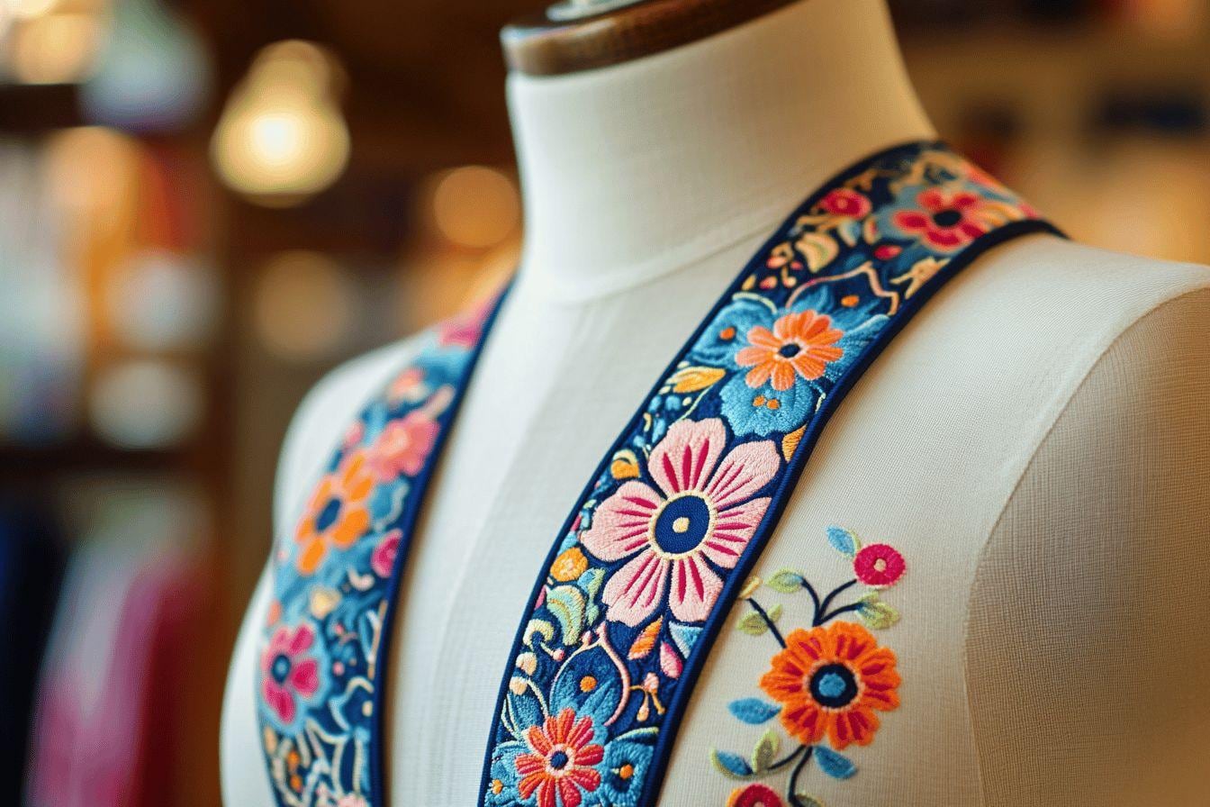 Homme portant des bretelles bleu marine à motifs floraux sur une chemise blanche et un pantalon habillé
