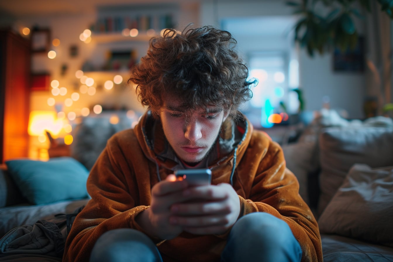 Smartphone affichant une application qui se ferme avec des réglages de dépannage ouverts