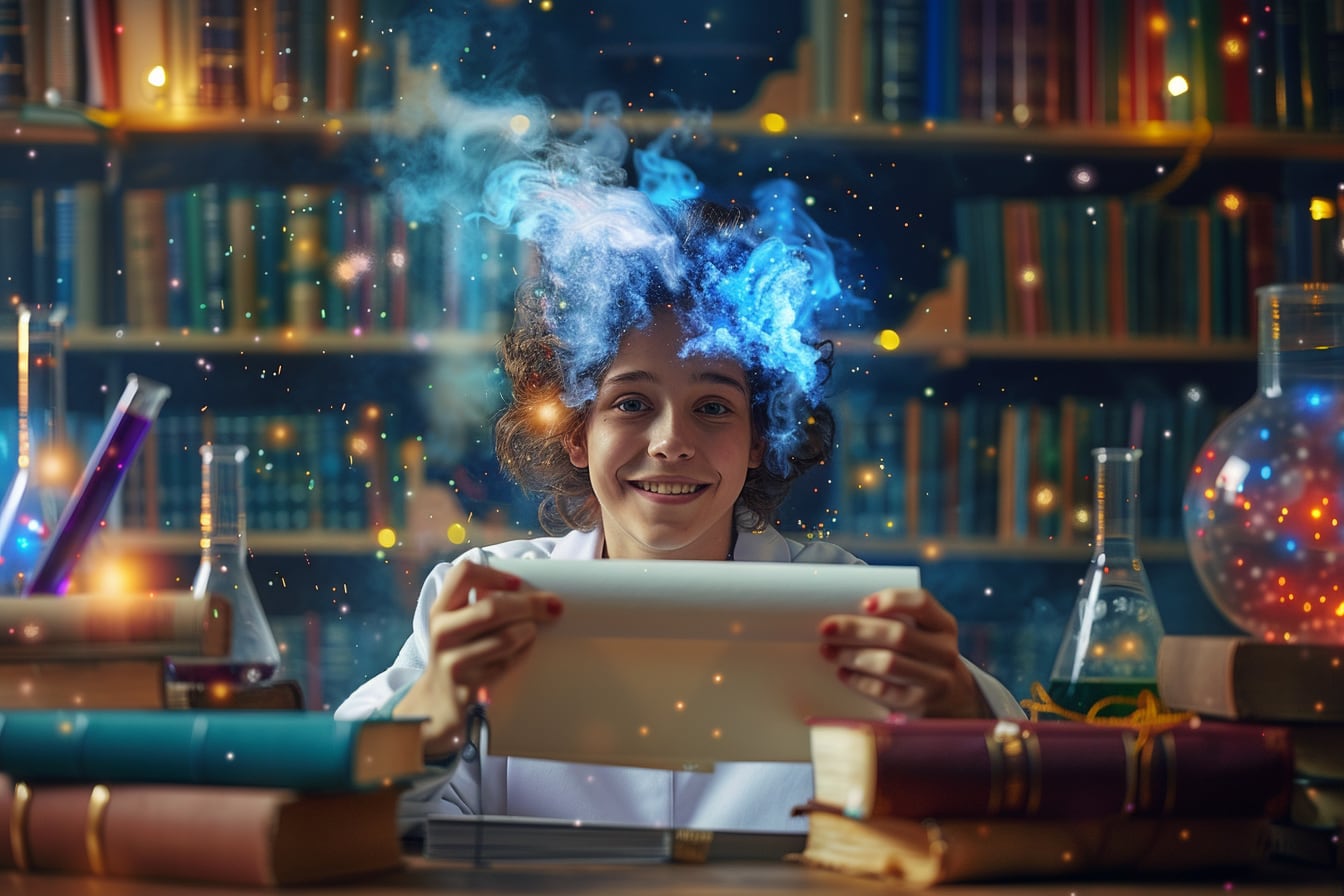 Professeur de physique-chimie réalisant une expérience scientifique avec des élèves dans un laboratoire scolaire