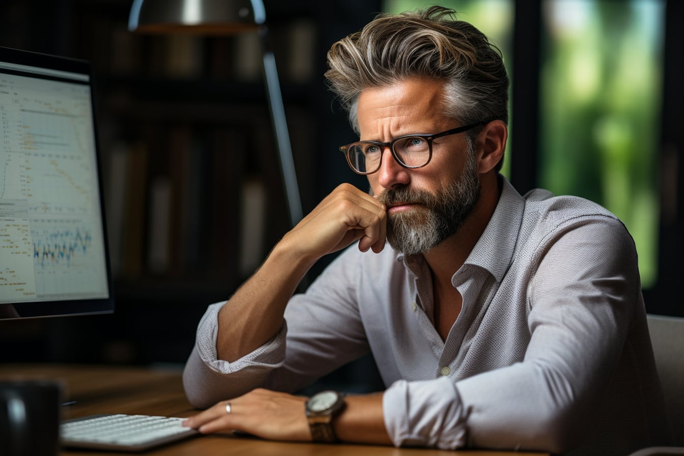 Dirigeante d’entreprise répondant avec attention à des avis clients sur un ordinateur portable