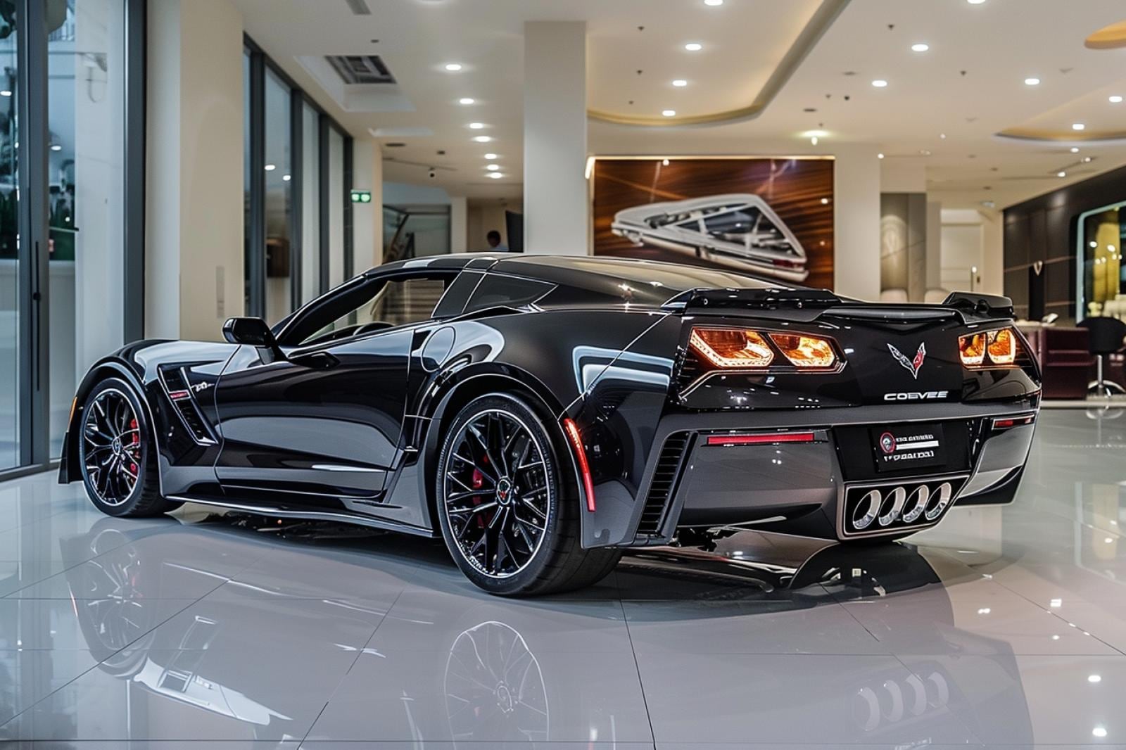 Chevrolet Corvette sportive rouge stationnée devant un garage, illustrant le choix d’une assurance automobile