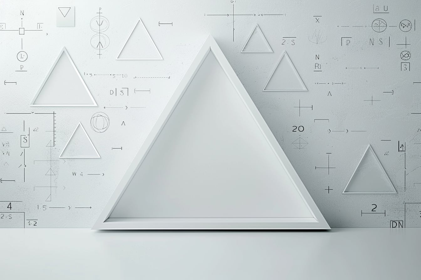 Schéma géométrique d’un triangle isocèle avec sa base, ses deux côtés égaux et la hauteur perpendiculaire passant par le milieu de la base